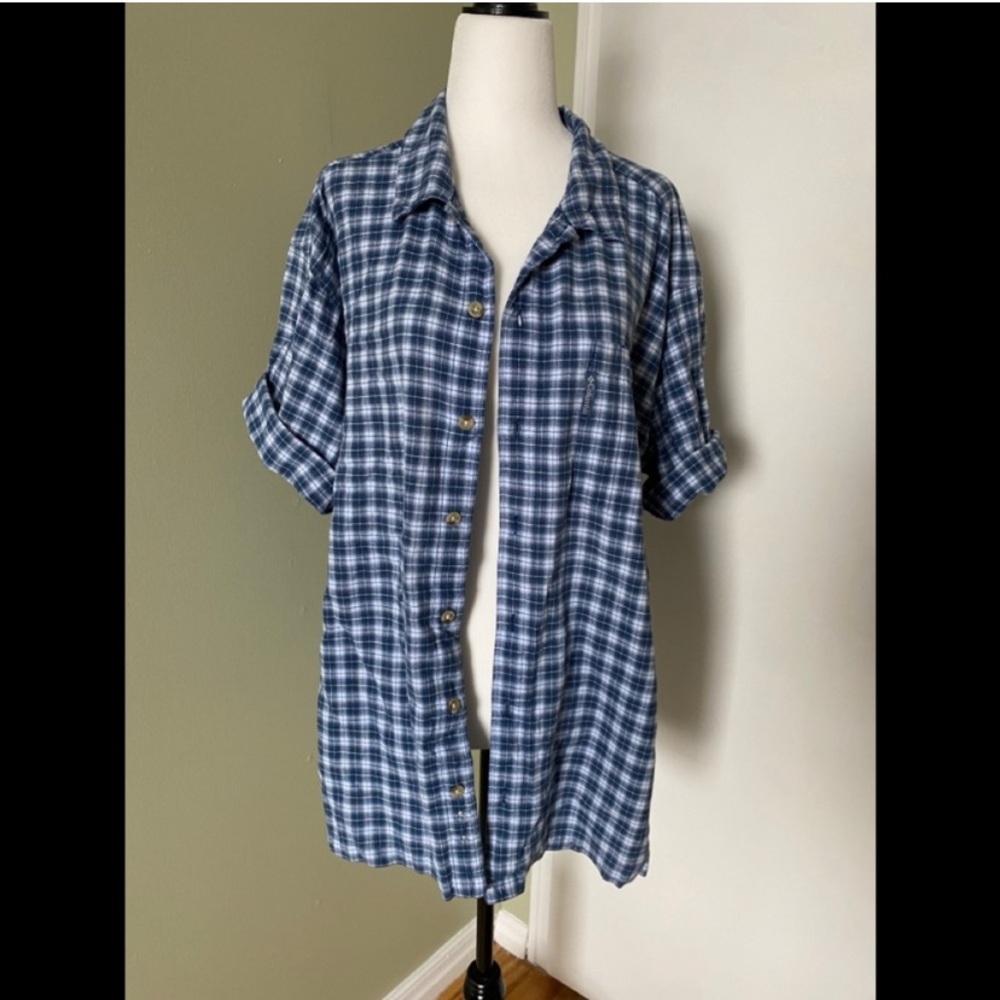 Columbia Blue Plaid Casual Button Down Shirt